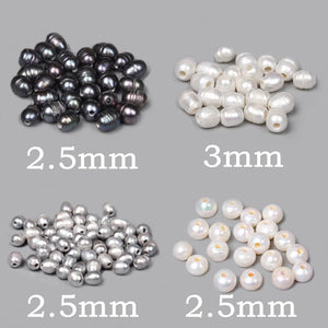 10pcs Gray Pearls Big Hole Freshwater Near Round Rice Loose Pearl Beads