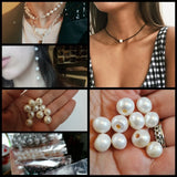 10pcs Gray Pearls Big Hole Freshwater Near Round Rice Loose Pearl Beads