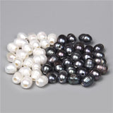 10pcs Gray Pearls Big Hole Freshwater Near Round Rice Loose Pearl Beads