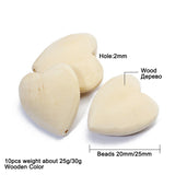 10pcs Natural Wood Heart Beads 20mm 25mm Pendant Necklace Bracelet DIY Jewelry