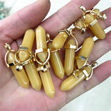 10pcs Lapis Lazuli Stone Hexagonal Column Necklace 32x8mm