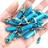 10pcs Lapis Lazuli Stone Hexagonal Column Necklace 32x8mm