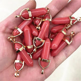 10pcs Lapis Lazuli Stone Hexagonal Column Necklace 32x8mm