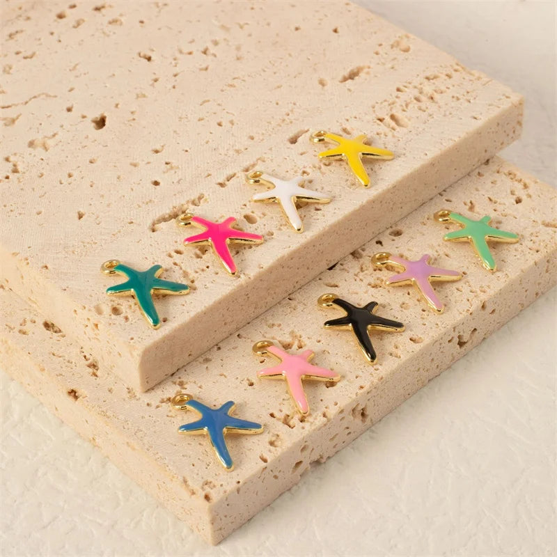 10pcs Nautical Starfish Charm DIY Jewelry Making Accessories