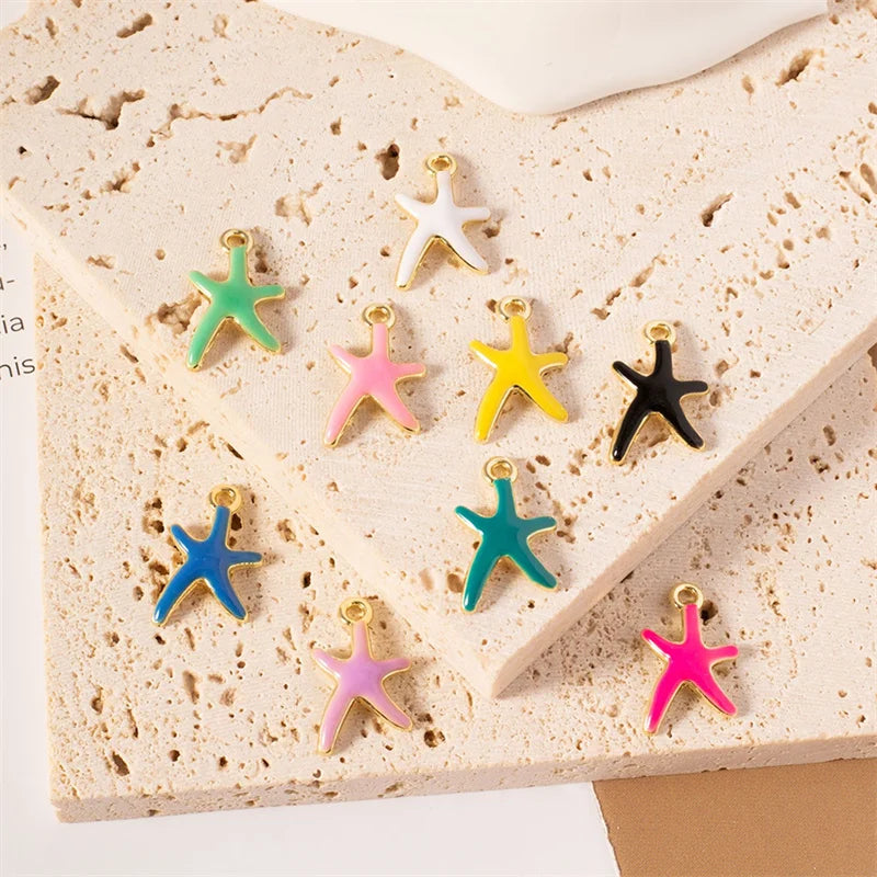 10pcs Nautical Starfish Charm DIY Jewelry Making Accessories