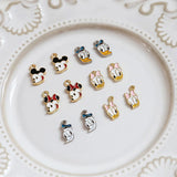 10pcs Cartoon Animal Charm Metal Pendant DIY Earrings Necklace Keychain Crafts