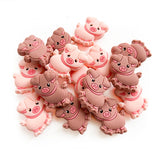10pcs Cartoon Pig Silicone Teether Beads Food-Grade DIY Jewelry Accessory