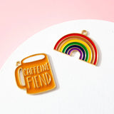 10pcs Cartoon Rainbow Beer Mug Cup Glass Charm for Jewelry Making DIY