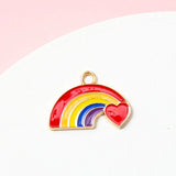 10pcs Heart Rainbow Charm DIY Necklace Earring Keychain Hair Decoration