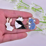 10pcs Koala Panda Rabbit Fox Enamel Charm DIY Jewelry Making Findings