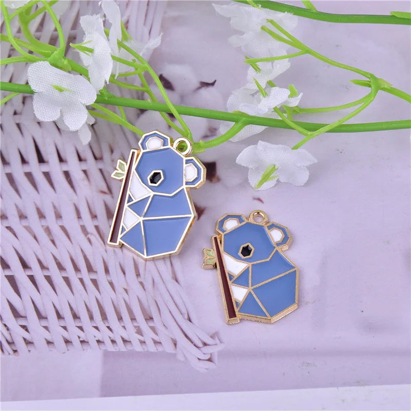 10pcs Koala Panda Rabbit Fox Enamel Charm DIY Jewelry Making Findings