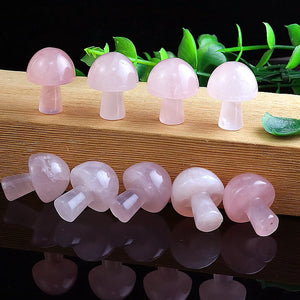 Rose Quartz Stone Mushroom Earrings Charms for Women