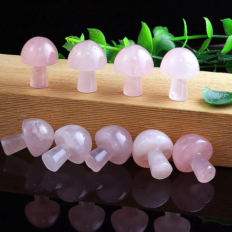 Rose Quartz Stone Mushroom Earrings Charms for Women