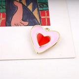 10pcs Enamel Double Heart Charm for DIY Earring Pendant Bracelet Necklace