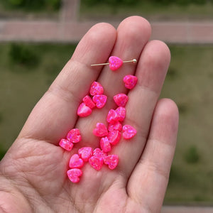 10pcs 6mm Heart Shape Synthetic Opal Fire Opal Stone for DIY Necklace Making