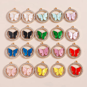 10pcs Colorful Crystal Butterfly Charms for DIY Jewelry Making