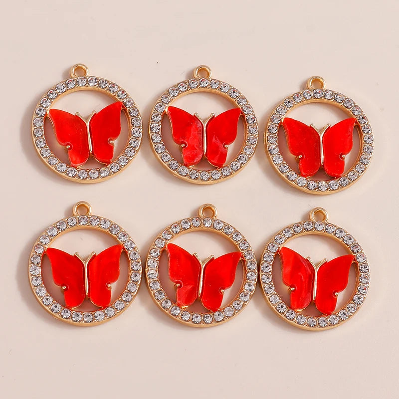10pcs Colorful Crystal Butterfly Charms for DIY Jewelry Making