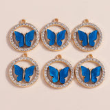10pcs Colorful Crystal Butterfly Charms for DIY Jewelry Making