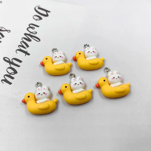 10pcs Animal Rabbit Duck Resin Charms for DIY Crafts