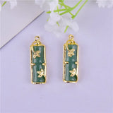 10pcs Jade Bamboo Shape Charm for Jewelry Making