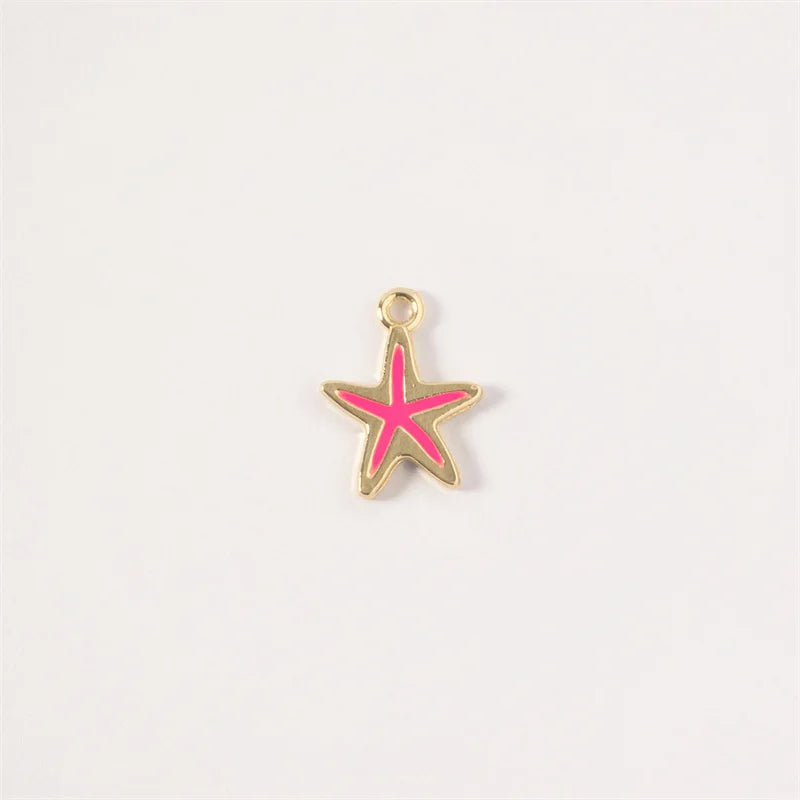 10pcs Cartoon Nautical Starfish Charm for DIY Jewelry Making