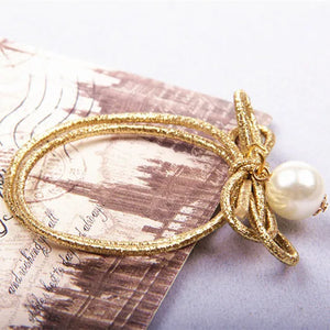10pcs Girls Hair Accessories Pearl Hair Band Elastic Bowknot Rubber Band