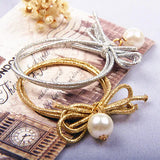 10pcs Girls Hair Accessories Pearl Hair Band Elastic Bowknot Rubber Band