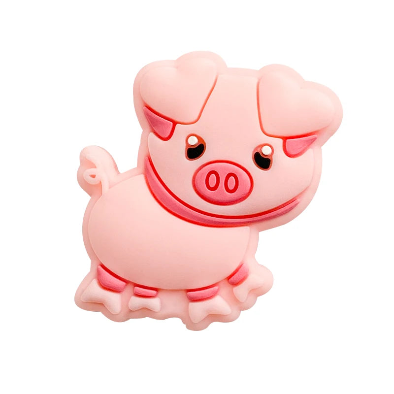 10pcs Piglet Silicone Beads Teether Chewing Teeth DIY Nipple Chain