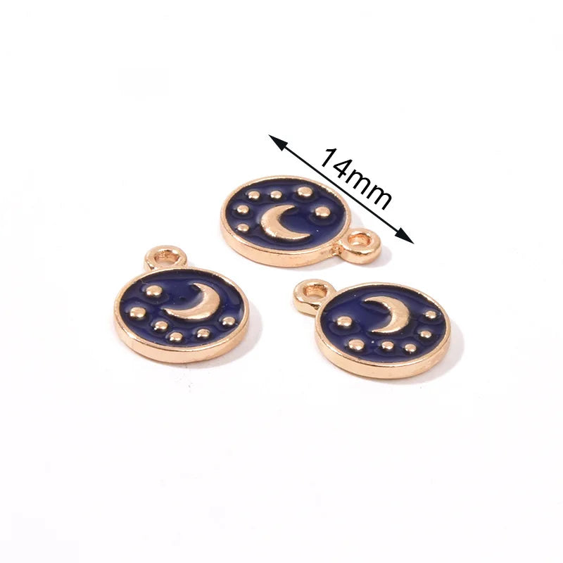 10pcs Moon Stars Charm DIY Earrings Necklace Sky Space Keychain Jewelry Findings