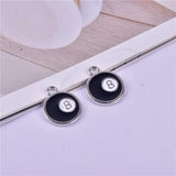 10pcs Round No.8 Billiards Metal Charm DIY Accessory Earrings Necklace Keychain