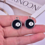 10pcs Round No.8 Billiards Metal Charm DIY Accessory Earrings Necklace Keychain