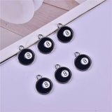 10pcs Round No.8 Billiards Metal Charm DIY Accessory Earrings Necklace Keychain