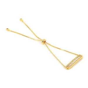 Micro Pave CZ Crystal Rectangle Bar Charm Bracelet