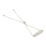 Micro Pave CZ Crystal Rectangle Bar Charm Bracelet