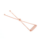 Micro Pave CZ Crystal Rectangle Bar Charm Bracelet