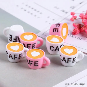 10pcs 3D Pink Coffee Cup Charms DIY Earrings Dollhouse Decoration C435