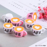 10pcs 3D Pink Coffee Cup Charms DIY Earrings Dollhouse Decoration C435