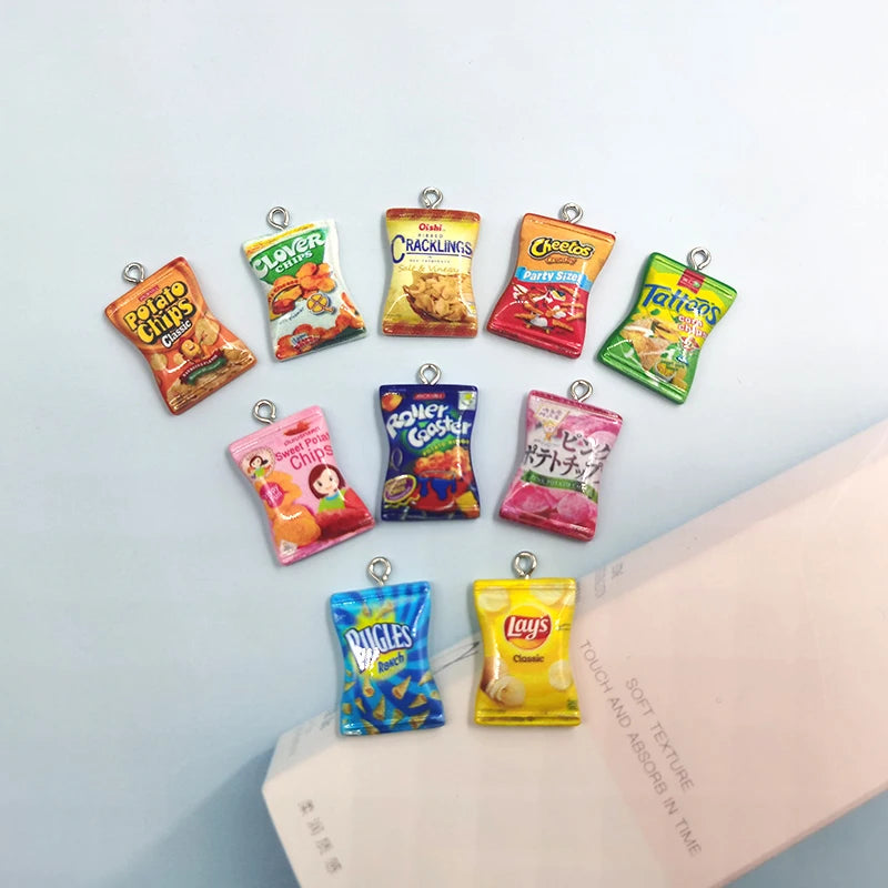 10pcs Snacks Chips Pendant Charms for Women DIY Earrings C297
