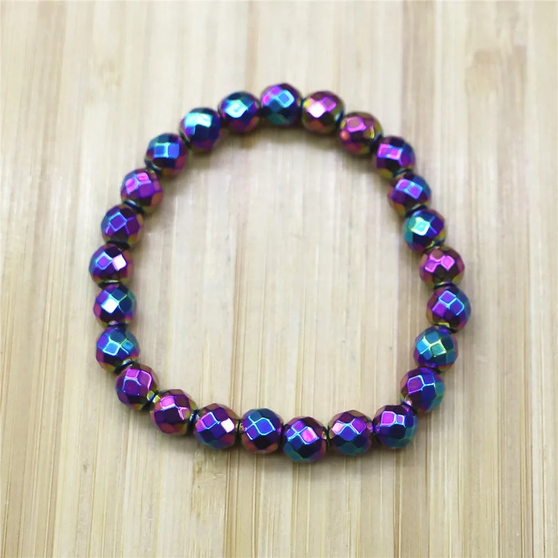 10pcs Non-magnetic Hematite Stone Beaded Bracelets Health for Beads Jewelry