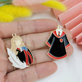 10pcs Oil Drop School Uniform Students Alloy Enamel Charms Boy Girl Pendants