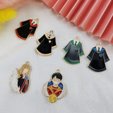 10pcs Oil Drop School Uniform Students Alloy Enamel Charms Boy Girl Pendants