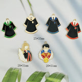 10pcs Oil Drop School Uniform Students Alloy Enamel Charms Boy Girl Pendants