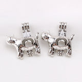 10pcs Cat Oyster Pearl Cage Pendant - Silver Plated Locket