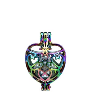 10pcs Heart Charms Pearl Cage Locket Pendant Aromatherapy Diffuser Accessory