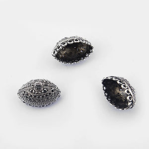 10pcs Oval Lacework End Bead Cap For DIY Jewelry Findings