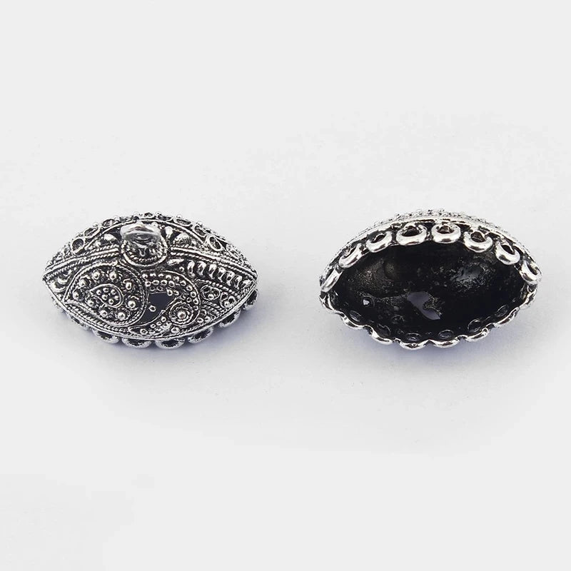 10pcs Oval Lacework End Bead Cap For DIY Jewelry Findings