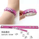 10pcs Leather Wristband Small Belt Slide Charm Letters DIY Accessory