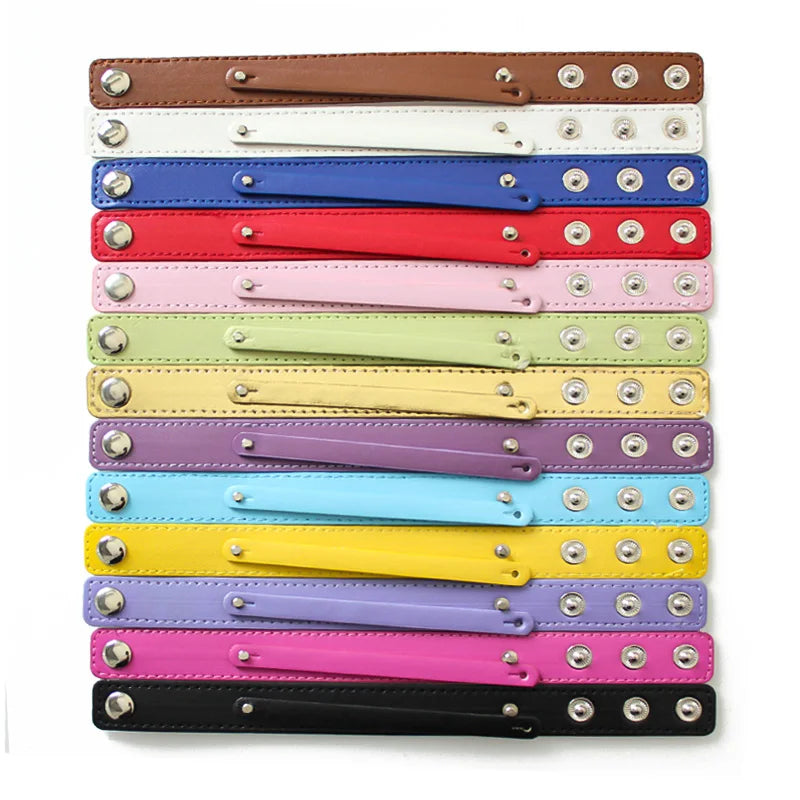 10pcs Leather Wristband Small Belt Slide Charm Letters DIY Accessory