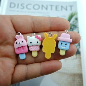 10pcs Ice Cream Resin Charms for Jewelry and Phone Making