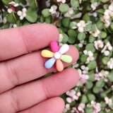 10pcs Rainbow Flower Resin Earring Charms Key Chain Necklace Pendant